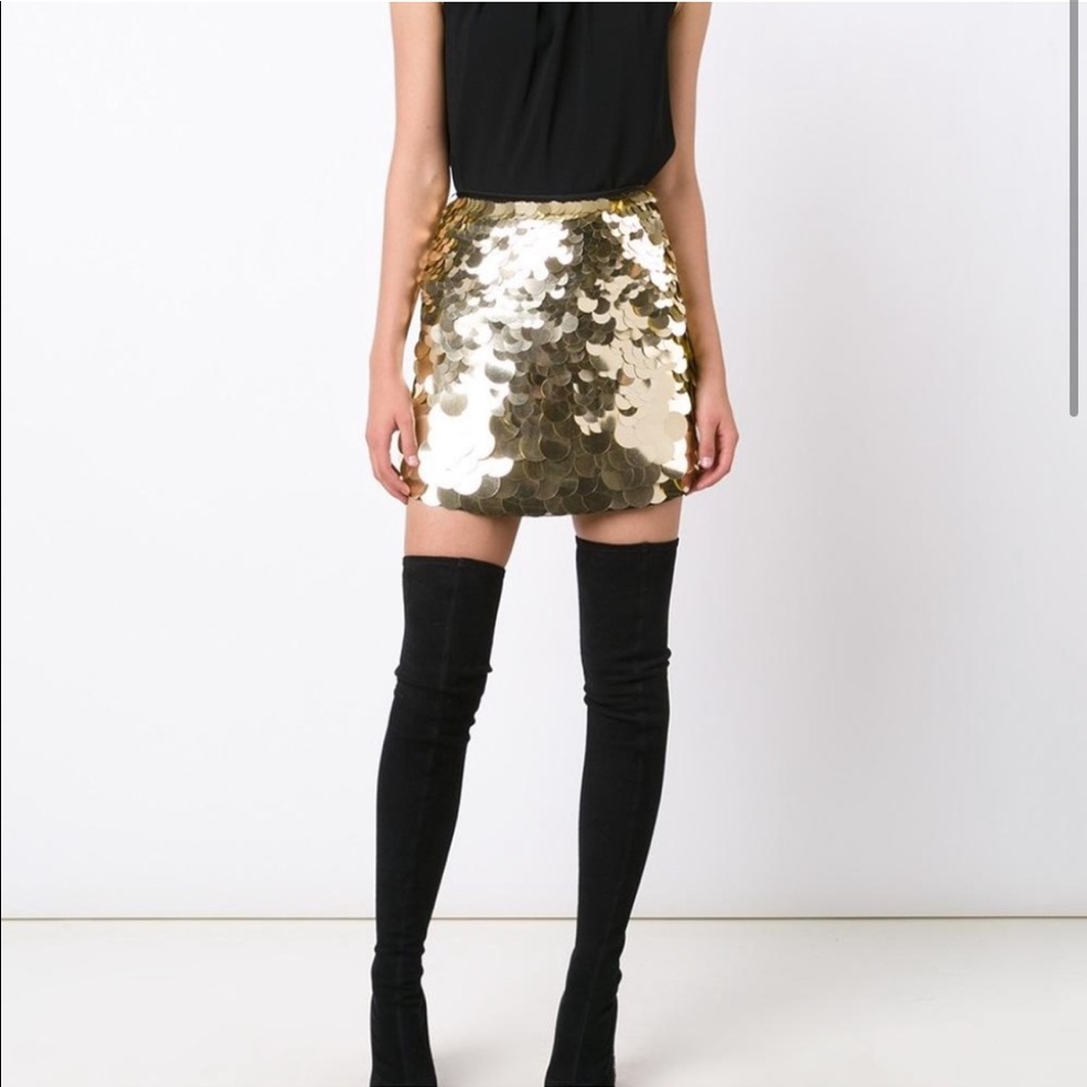 Trina Turk Kalina Gold Sequin Mini Skirt